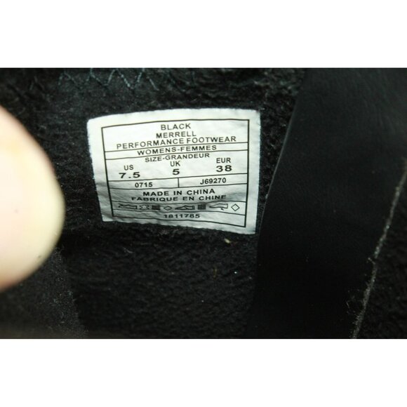 Merrell Dewbrook Black Leather Side Zip Insulated Waterproof Winter Boots Sz 7.5 - Picture 9 of 10